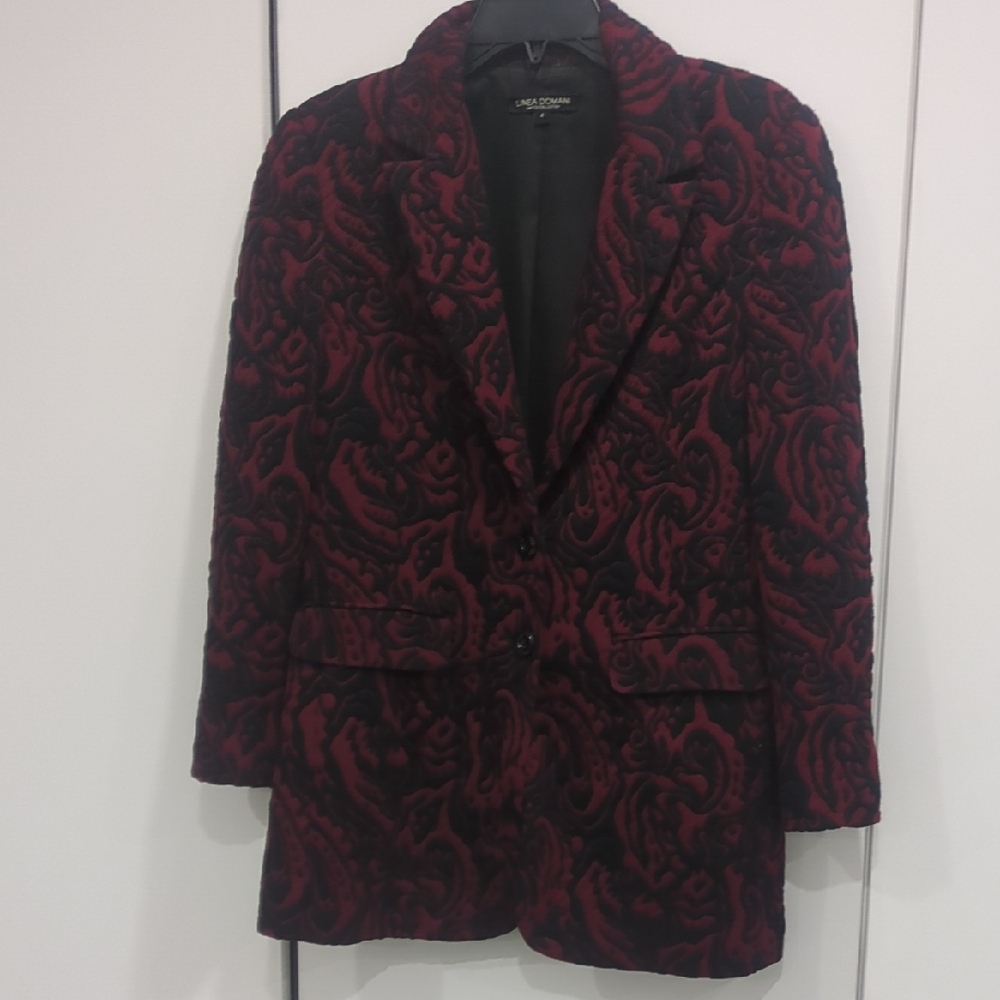 Lauren Ralph Lauren Black and Red Textured Blazer